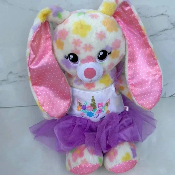 Build A Bear Kids Blossom Bunny Rabbit With Floral Cloth Plush Toy Pastel Sz 16" - Picture 1 of 6